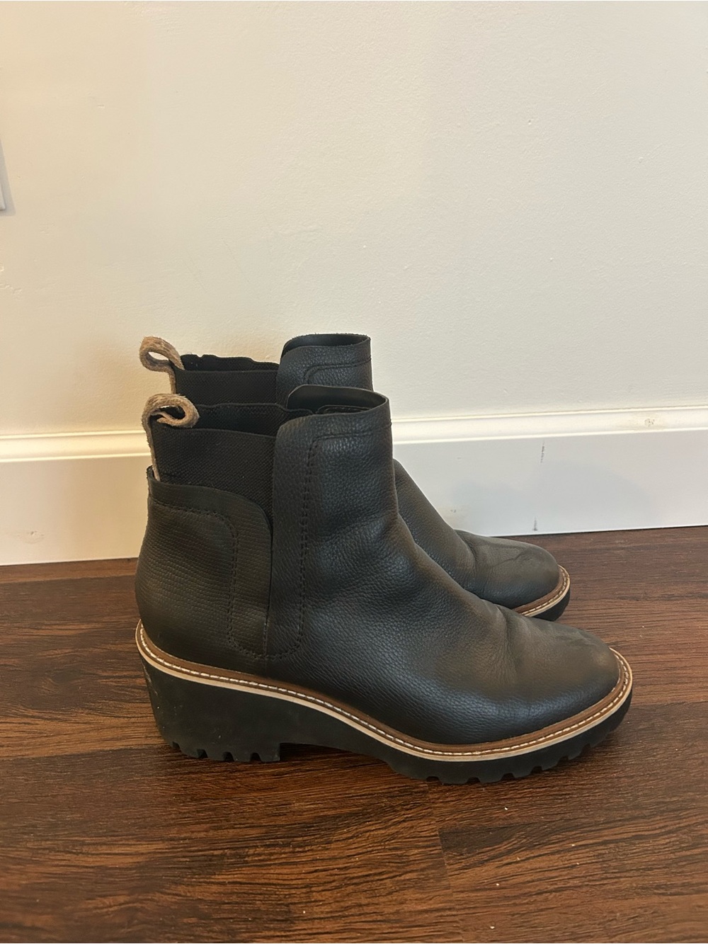 Dolce Vita Black Leather Platform Chelsea Booties